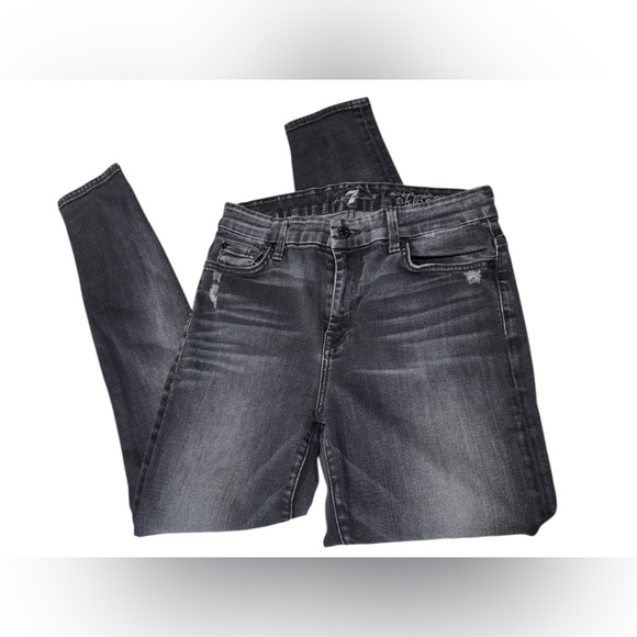 7 FOR ALL MANKIND - High Waisted Ankle Stretch Skinny Jeans Sz 28 - Picture 3 of 7